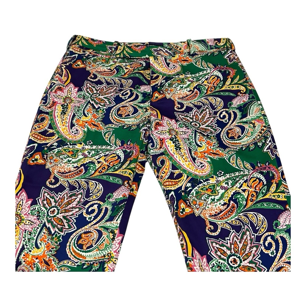 Ralph Lauren Sport Floral High Waist‎ Stretch Straight Leg Crop Pants Women's 36 - Picture 9 of 16